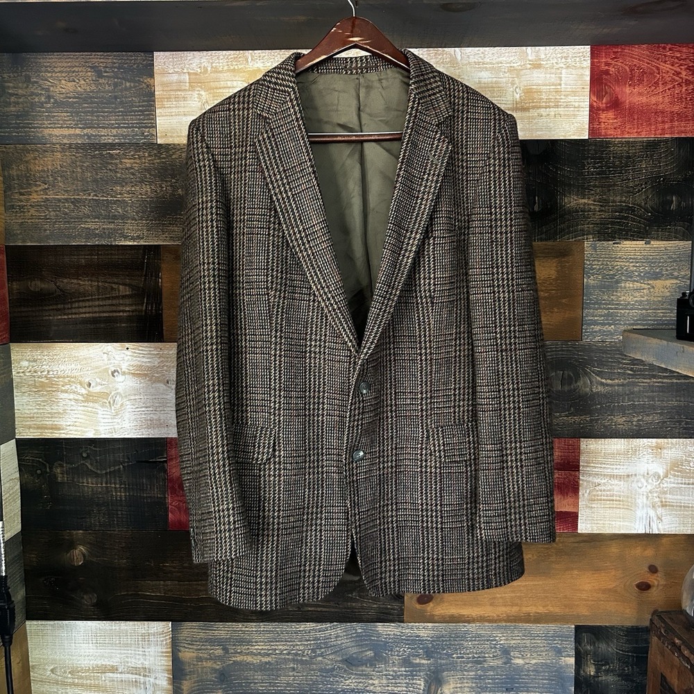 magee donegal tweed blazer Brown Sport Coat Jacket 44 Long Vintage Men's